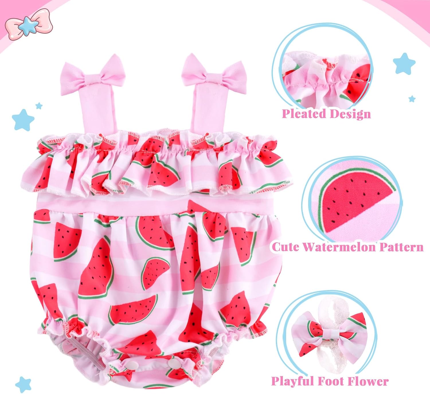 BABESIDE Reborn Baby Doll Clothes for 17-20 Inch Dolls, Watermelon Pattern Set , Cute Baby Doll Accessories for Newborn Reborn Girl Dolls