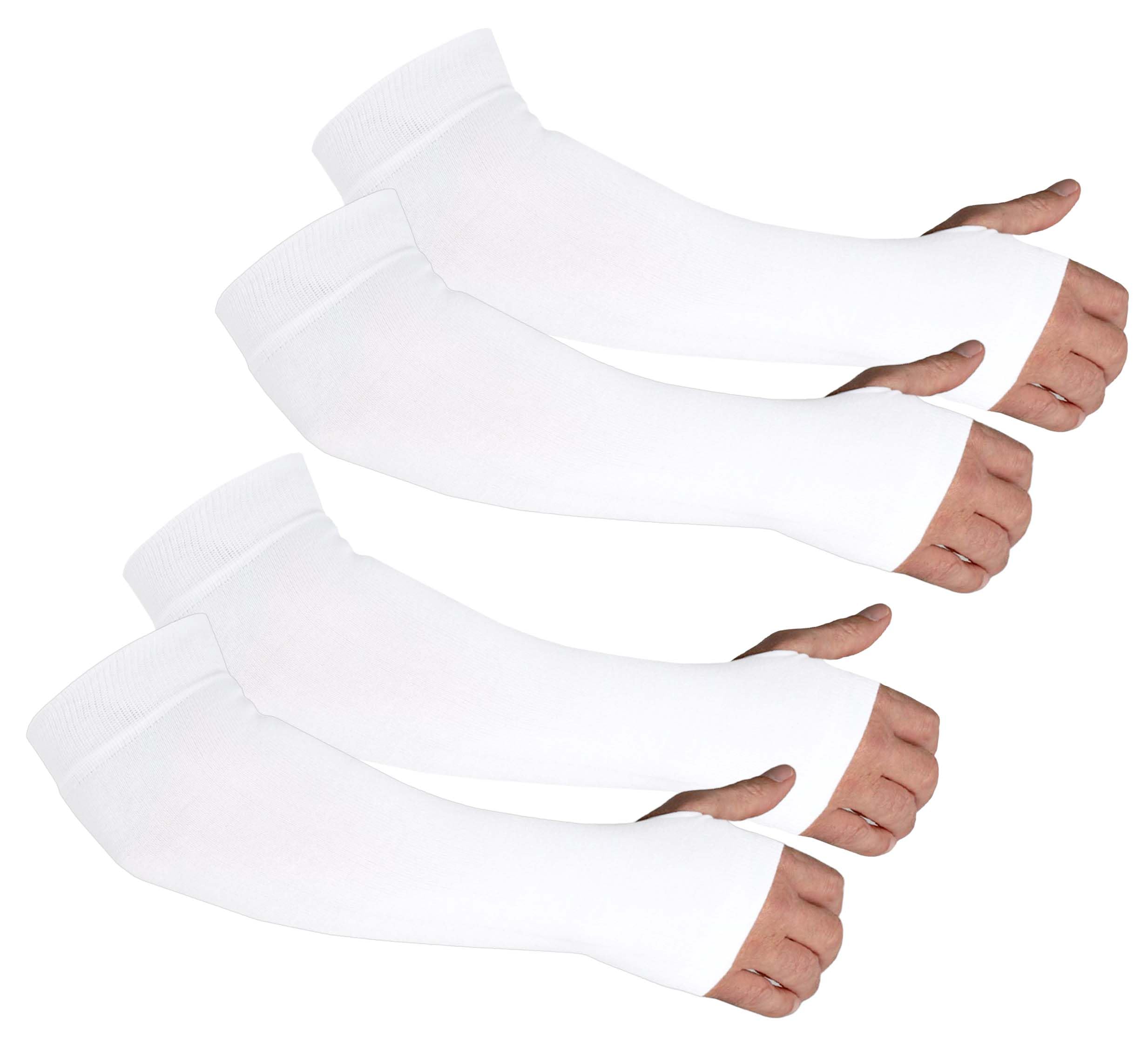 Kinship Comfort Brands Arm Protector Sleeves for Elderly Thin Skin, Bruising, Sun Protection, Men, Women, White | 2 Pair, XL