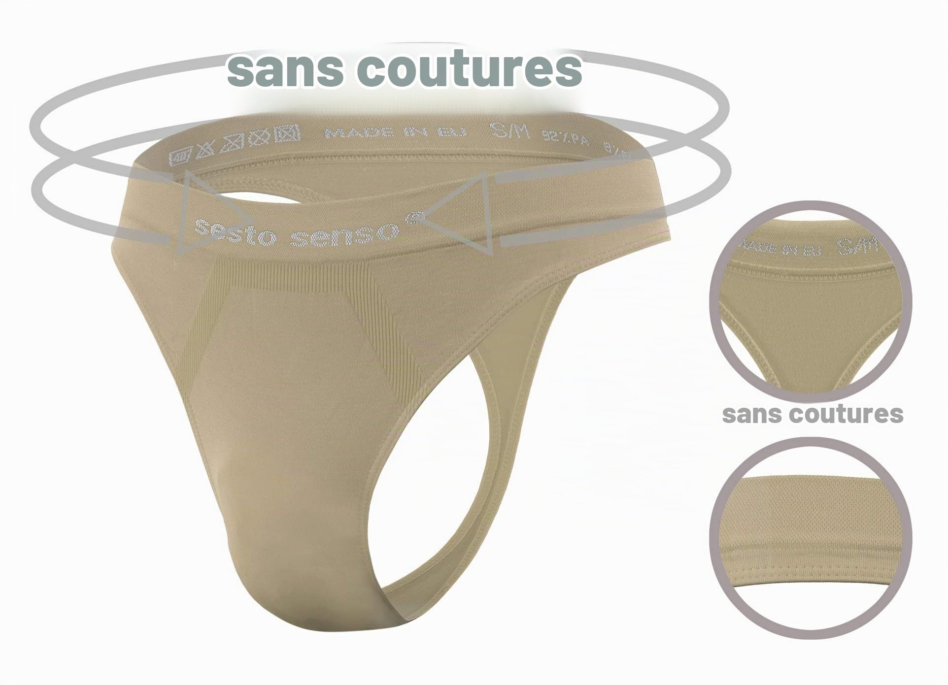 sesto senso String de sport sans coutures pour homme