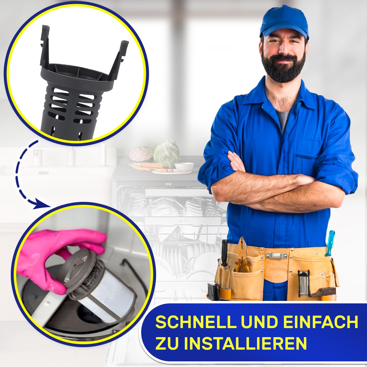 Filter Zentraler für Spülmaschine 106x74x64 mm Hat den Originalcode C00256572 für Indesit 482000022004 für Whirlpool - MONTERAL