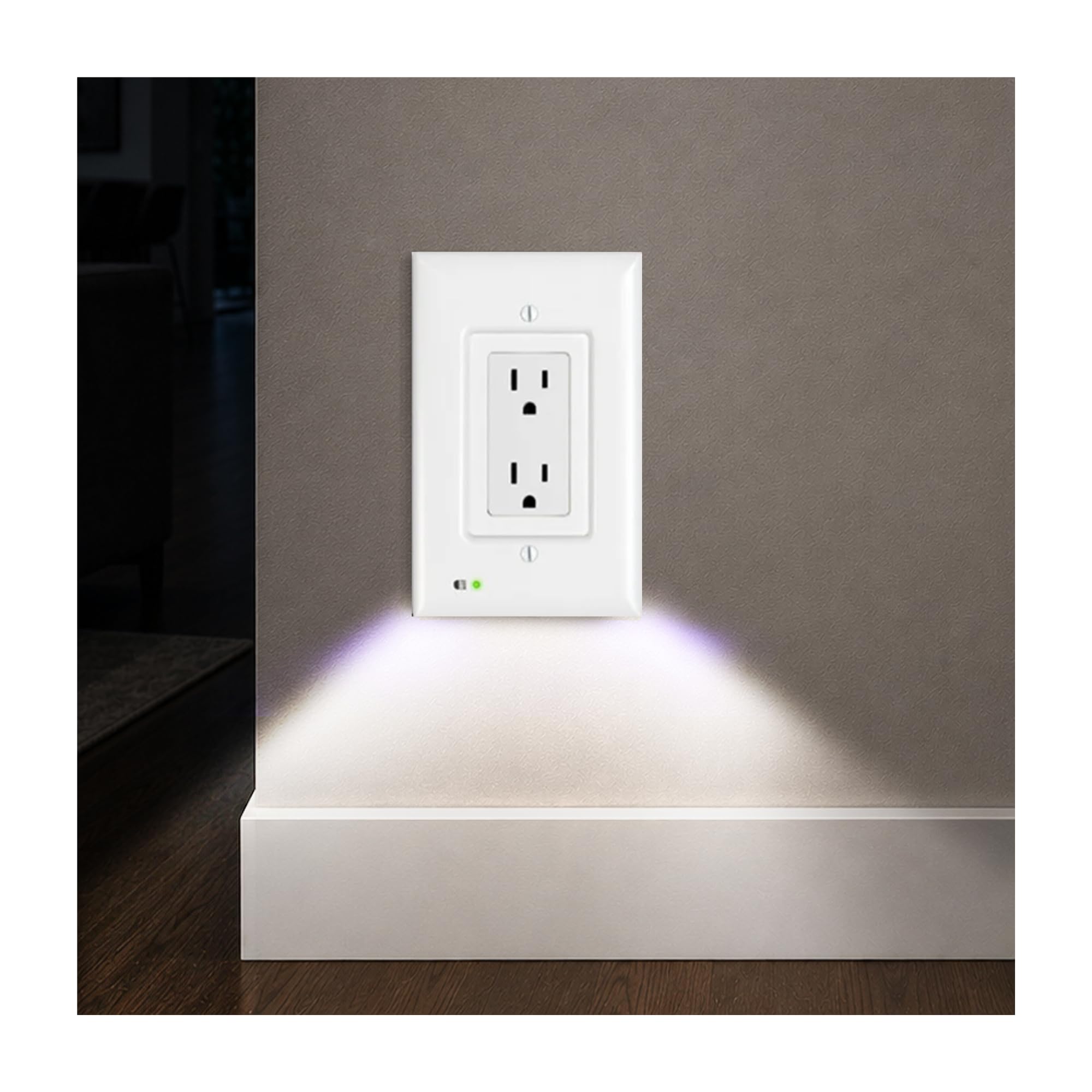 briteOWL - White Decora - Light-Up Outlet Covers - (6 Pack)