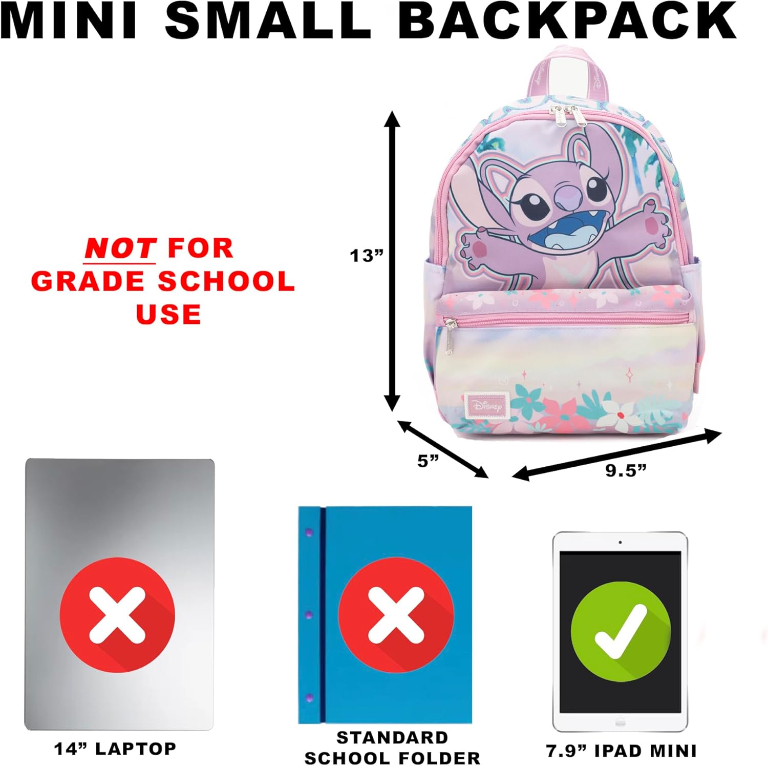Lilo & Stitch - Angel 13"" Nylon Daypack, Pink - Image 2