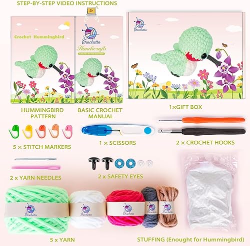 Miniatura 2 de Kit de ganchillo para principiantes, kit de inicio de ganchillo Crochetta con hilo grueso y tutoriales en video paso a paso, kits de animales de