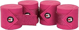 Start Glitter - Juego de 4 vendas de forro polar con cierre de velcro y bolsa de almacenamiento, vendas elásticas para un agarre seguro y aspecto elegante durante el entrenamiento (400 cm, color rosa)