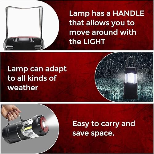 Miniatura 6 de Linterna de camping a pilas  Lámpara colgante COB portátil  Linterna plegable impermeable para luces de tienda, cortes de energía, emergencia de