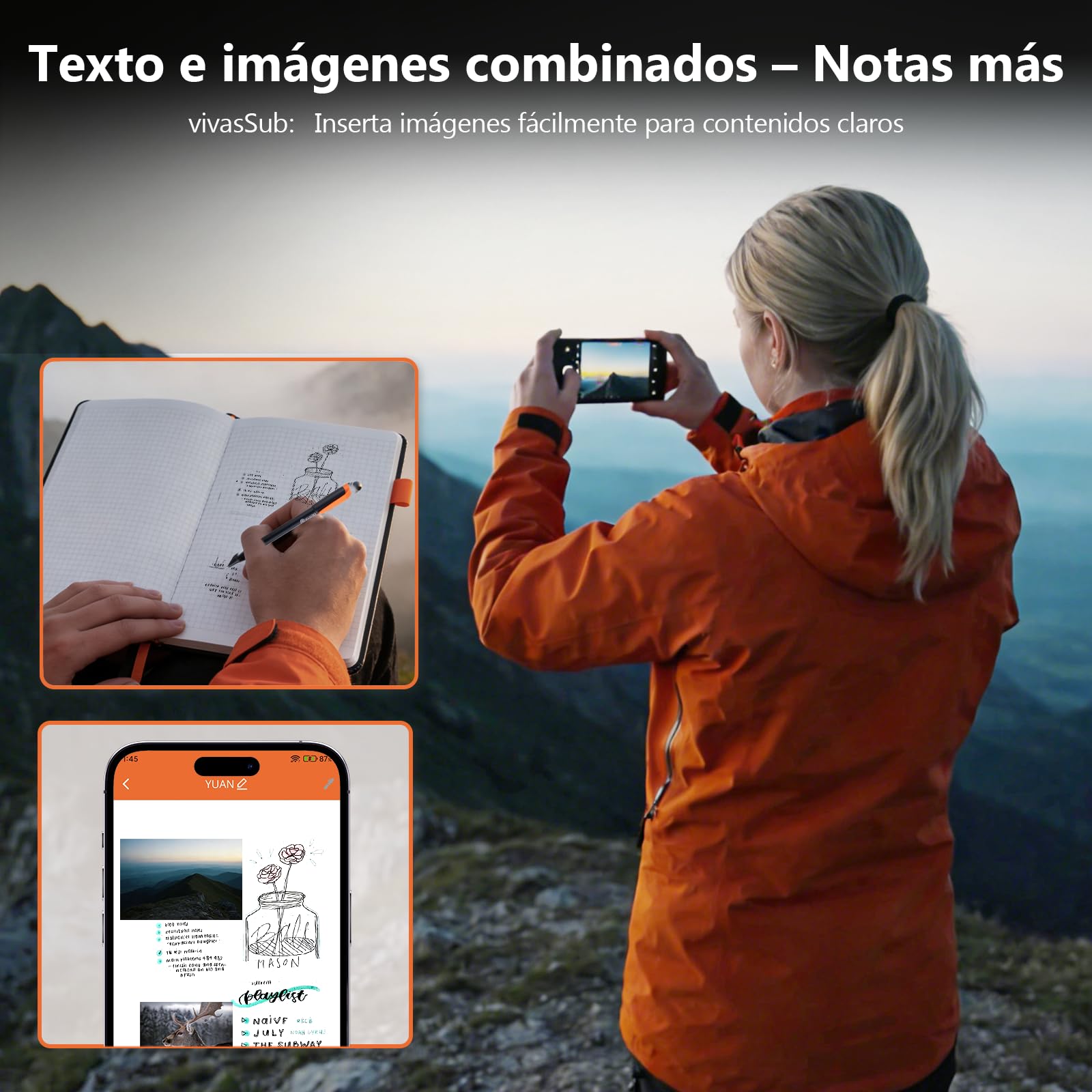 Yuan Cuaderno Digital Inteligente: Smart Digital Notebook con Smart Pen, Escribe en Papel Real, sincronización en Tiempo Real, Almacenamiento Digital – libreta, recambios y Cable de Carga incluidos