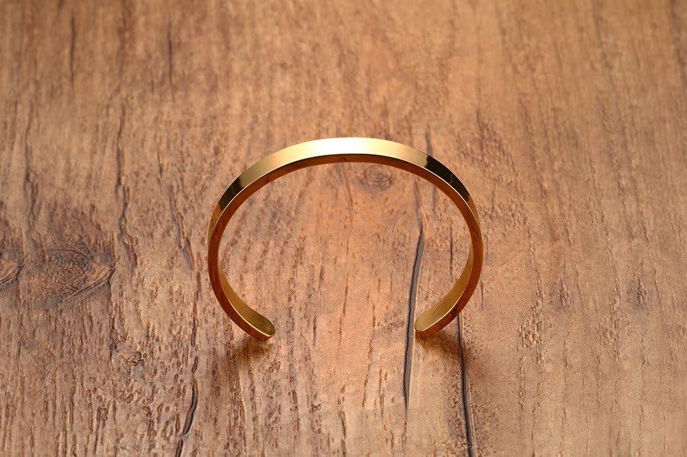 Personalized Cuff Bangle Bracelet : Polished Stainless Steel Various Inspirational Quote Bracelets Free Custom Engrave Name Mantra Text Minimalist Open Bangle Cuff for Men Women Girl Boy