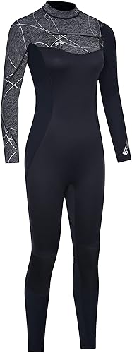 Vista 23 de Trajes de neopreno para hombres y mujeres, traje húmedo con cremallera en el pecho para agua fría, guante de cuerpo completo de 0.036 pulgadas