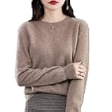 Cashmere Sweater for Women - Crew Neck Lightweight Soft Warm Pullover Knitted Jumper