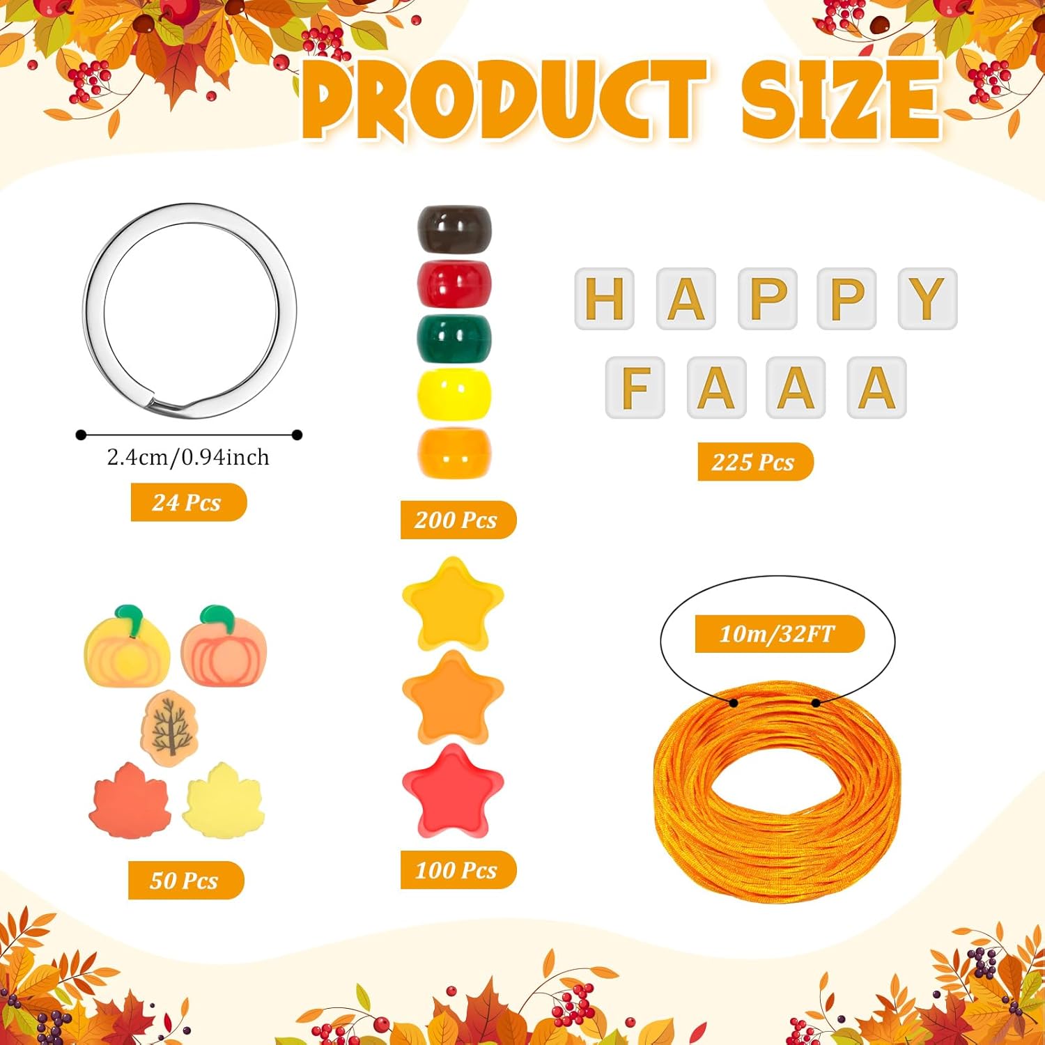 Cinrobiye 24 Set Fall in Love Religious DIY Keychain Kit Bulk Christian Craft with Inspirational Letter Beads, Cross Charms Fall Crafts for VBS Week Sunday School Autumn Thankful Gifts (Fall2)