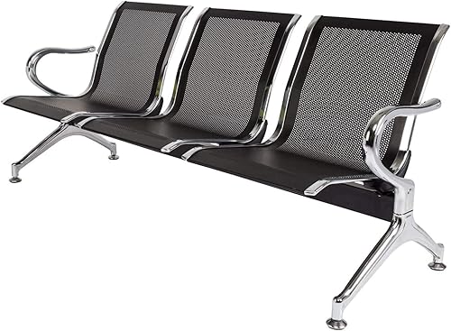 Peach Tree - Silla de sala de espera con brazos para recepción del aeropuerto, oficina, banco de barbero en hospital y mercado (3 asientos, color