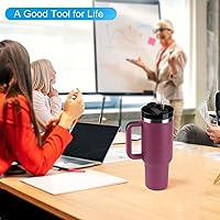 Vista 6 de Popote de repuesto compatible con vaso Stanley de 40 onzas y 30 onzas, paquete de 10 popotes reutilizables con cepillo de limpieza, plástico