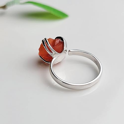 Miniatura 118 de Natural raw black tourmaline adjustable finger ring with white gold over 925 sterling silver, perfect October birthstone gift for her, Uniquelan