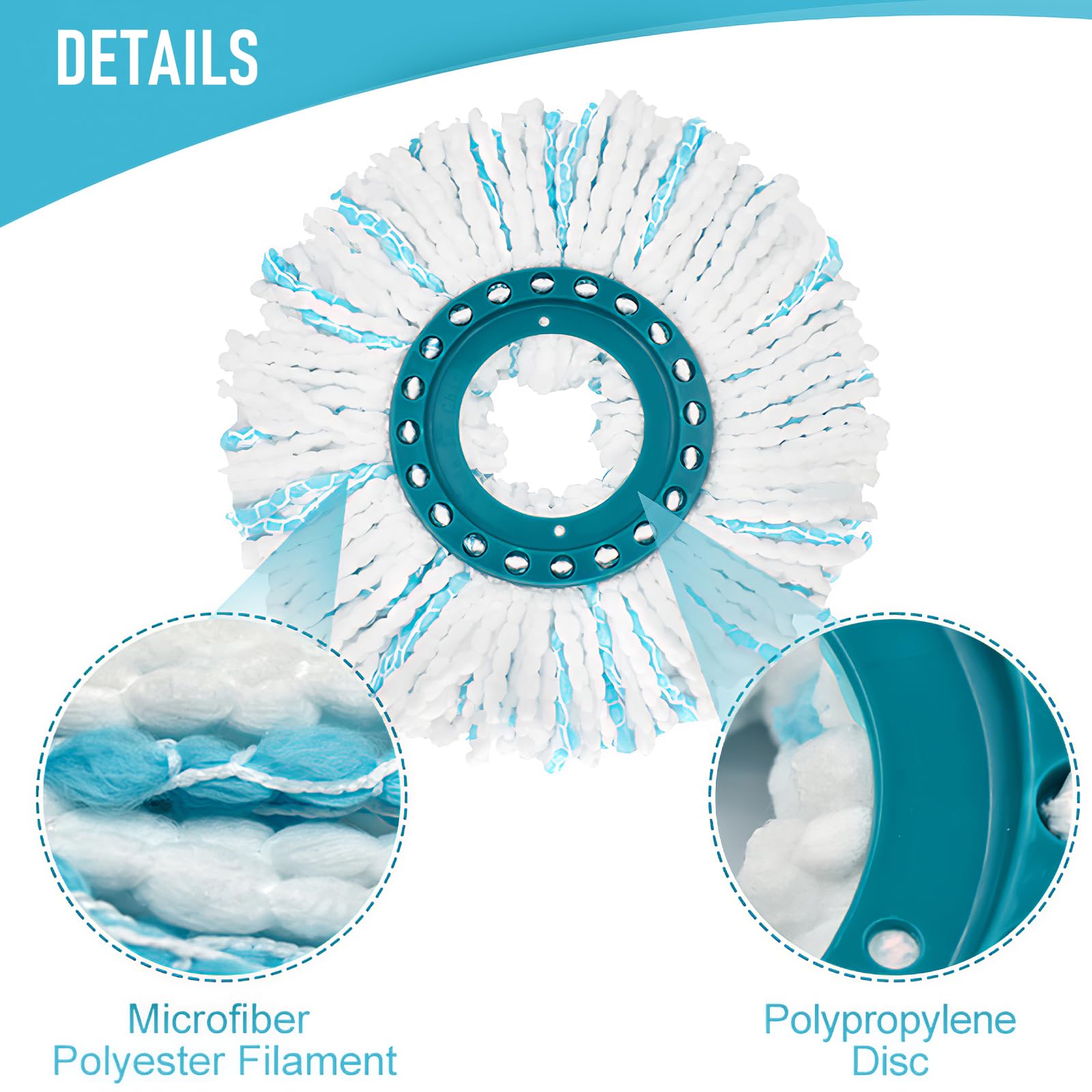 6 Stück Ersatzkopf für Leifheit Clean Twist Disc Mop Micro Set,2-Faser-System für Leifheit Clean