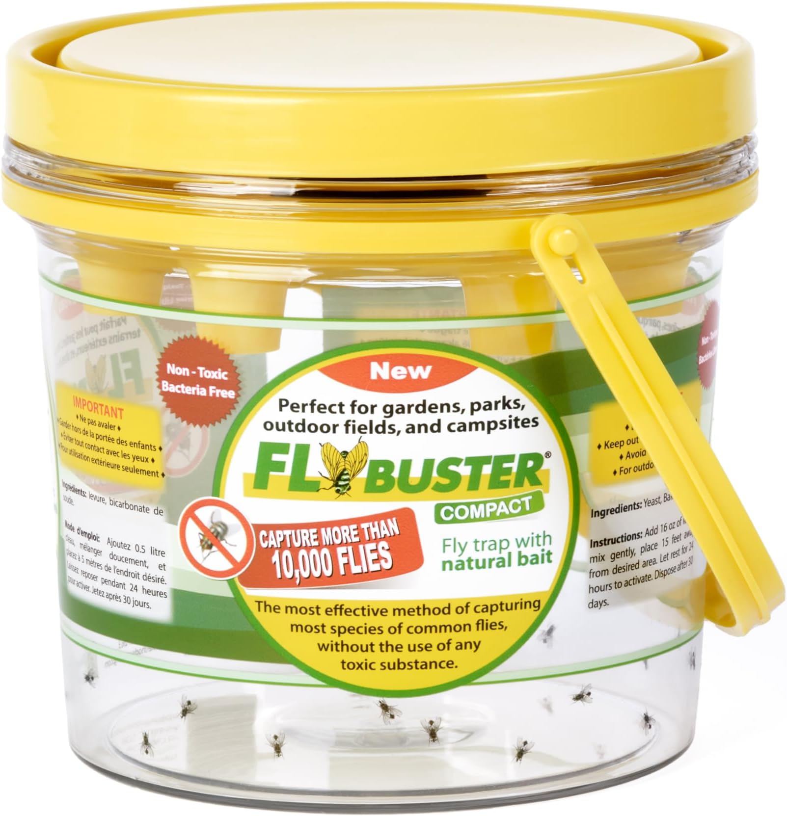 Flybuster Fly Trap - Fly Trap - Outdoor Living Trap for Flies and Pests - 1 Litre Compact