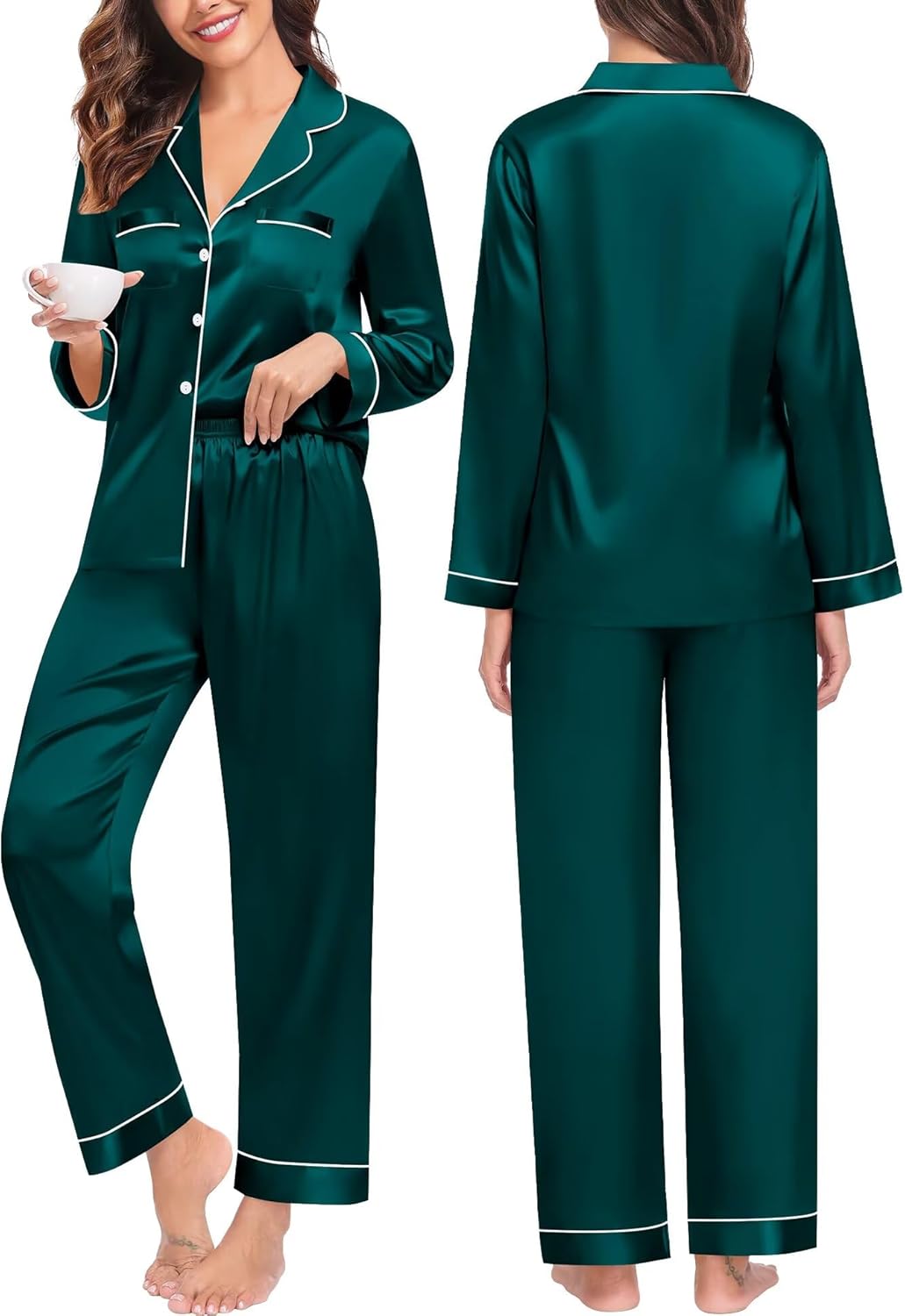 SWOMOG Family Matching Pajamas Set Christmas Pajamas Long Sleeve Button Down Pj Set 2Pcs Festival Party Sleepwear - Image 6