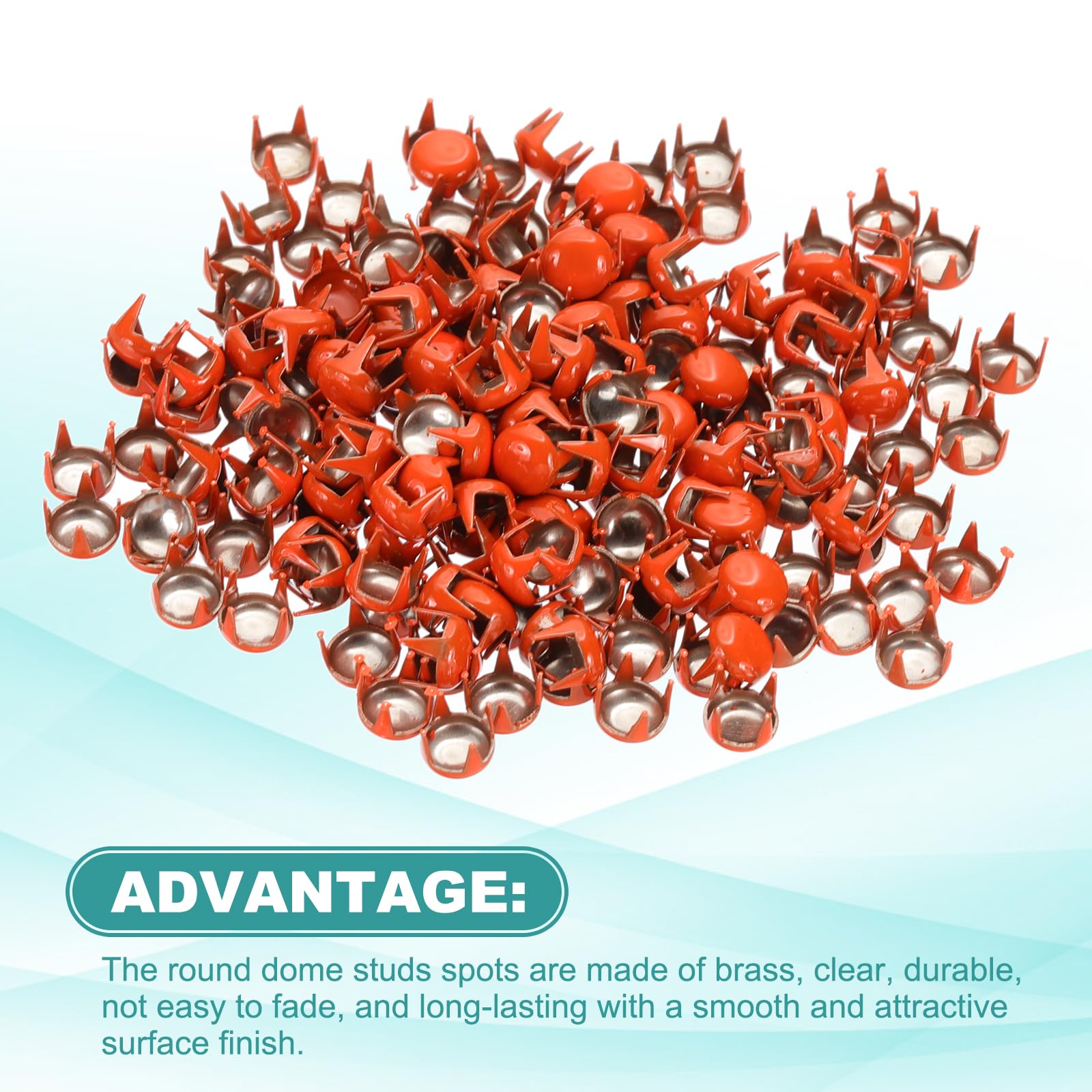 PATIKIL 5mm Metal Studs Spots 200Pcs Round Dome Claw Beads Nailhead Rivets Spike Studs for Leather Craft Clothes Belt Bag Shoes Orange - Image 4