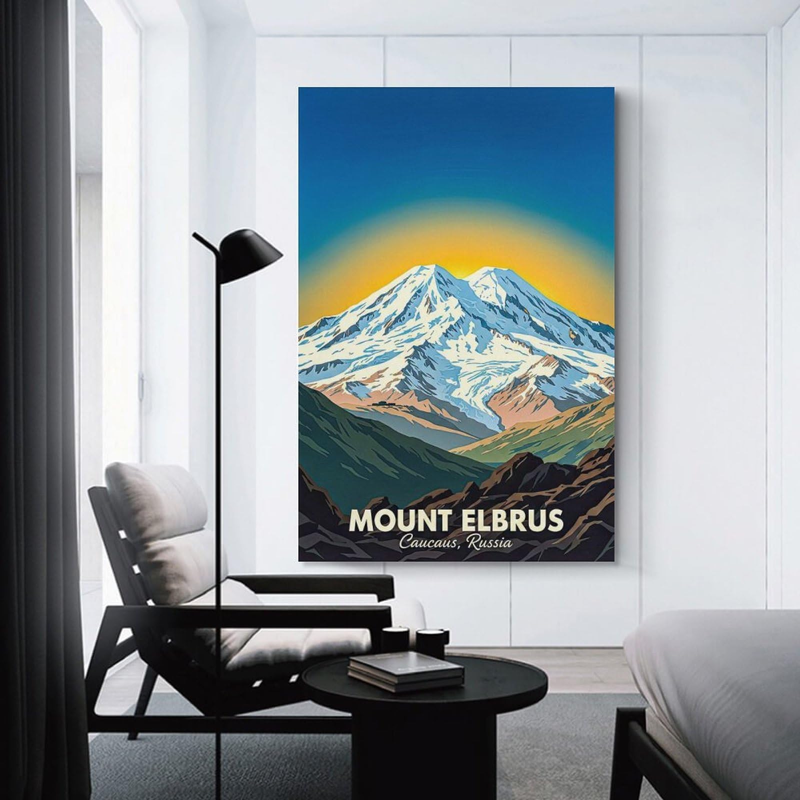 Junmoney Wall Picture Print Mount Elbrus Vintage, 20x30inch(50x75cm), for Workspace Walls, Study Corners Or Bedrooms, A Smart Decor Choice for Study Walls