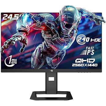 TITAN ARMY 240Hz 1440P Gaming Monitor 24.5 Inches, QHD 2560 x 1440, Fast IPS 1ms GTG, Adaptive Sync Monitor, HDR500, 123% sRG