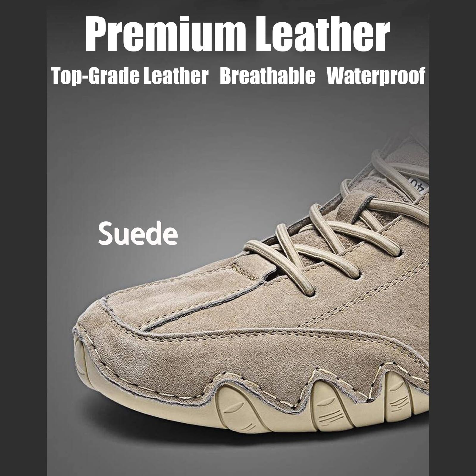 Italienische Herren Handgefertigte Wildleder Hohe Stiefel barfußschuhe , Wasserdicht Rutschfeste Leichtes Atmungsaktive Outdoor Barfuß Schuhe Herre Stiefel zum Wandern und Fahren ( Color : Khaki , Siz