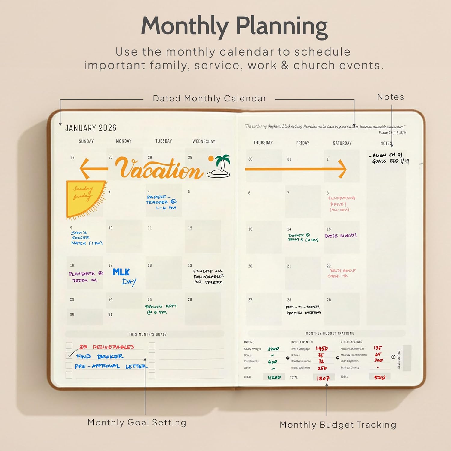 2026 Christian Planner & Prayer Journal | Strengthen Your Relationship with God and Better Navigate His Path for You | Daily Planner w/Bible Verses, Prayer Prompts, & Habit Tracking (Leather)