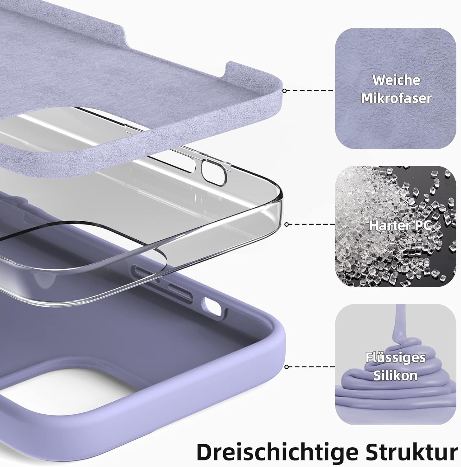 Compatible with iPhone 13 Pro Case 6.1 inch, [Shockproof][Anti-Scratch] Slim Liquid Silicone Case Protective Bumper Rubber Gel Cover for iPhone 13 Pro 6.1"(Light Clove)