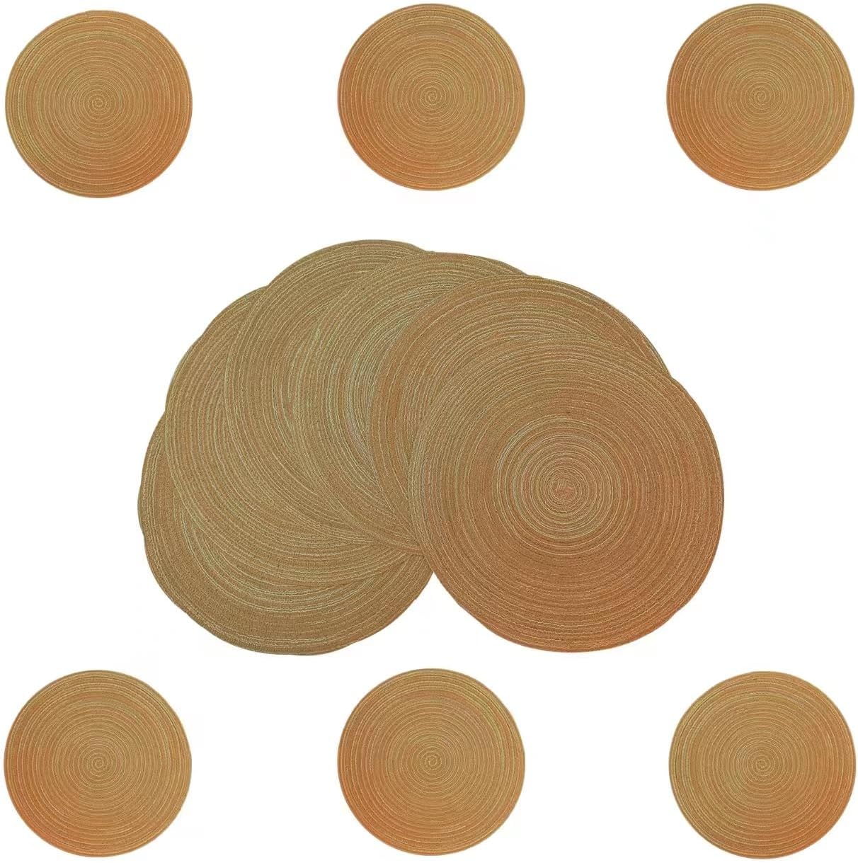 Placemats Set of 6 Pack Round Braided Placemats, 6 Round