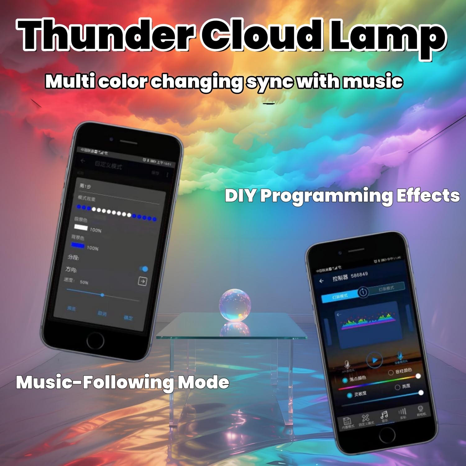 Lampa LED 3D Thundercloud DIY zmieniający się kolorowy pasek z synchronizacją muzyki kreatywna DIY lampa sufitowa do sypialni pokoju gier impreza 5M/16Ft