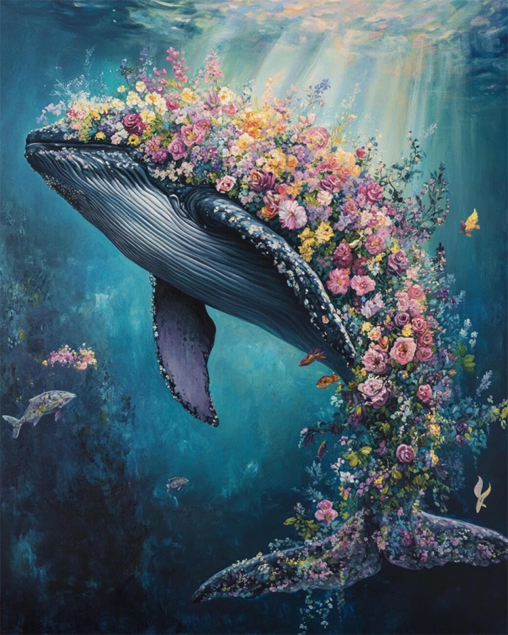 AYAOYANGGO Animal DIY Embroidery Beads Set Anime Whale Beadwork Craft Kit for Beginners,Needlework Set,Preprint Pattern Decor Wall Art 50x60cm