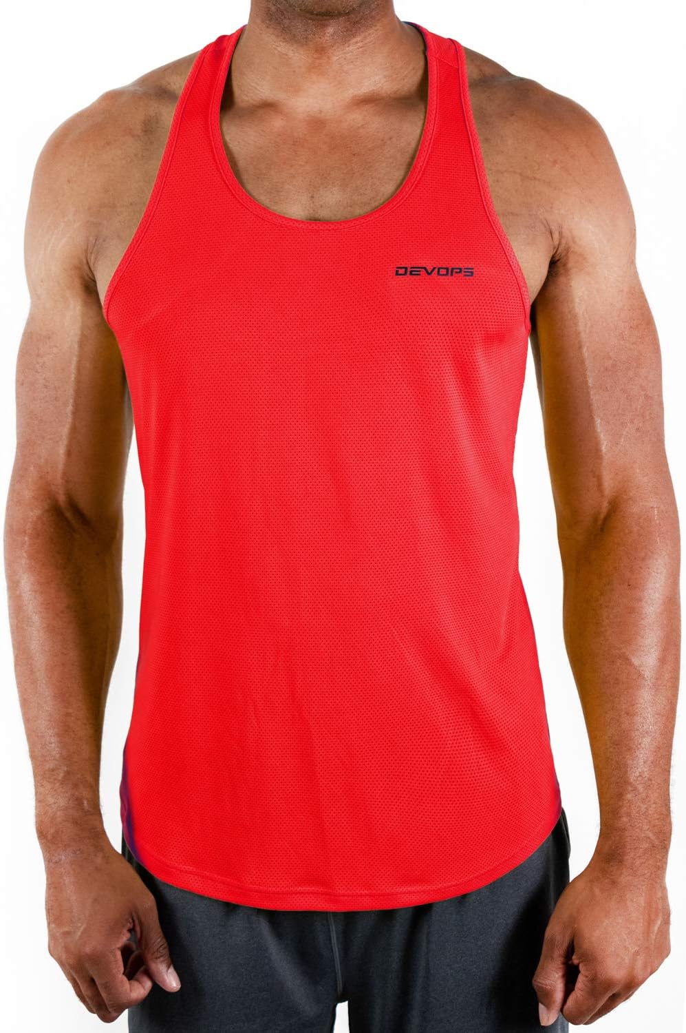 DEVOPS 3 Pack Men's Y-Back Dry Fit Muscle Gym Workout Tank Top - Image 2