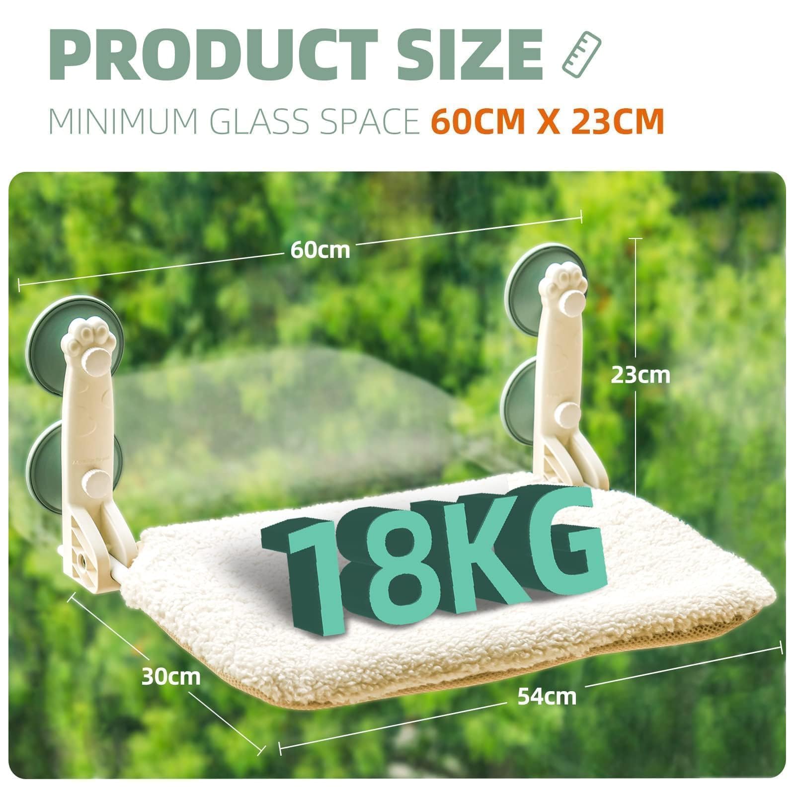 MEWOOFUN Plegable Hamaca Gato Ventana, Cama Gatos con Ventosa Fuerte Alfombra Reversible, Cama para Gatos Soportar hasta 18kg (Beige, M)