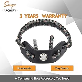 SUNYA Archery Bow Wrist Sling, 550 Paracord Strap Comfortable on Hand.100% Full Grain Leather Yoke, Multiple Camo Colors.Fit Compound Bow Stabilizer & Recurve. (Jungle Camo 21)
