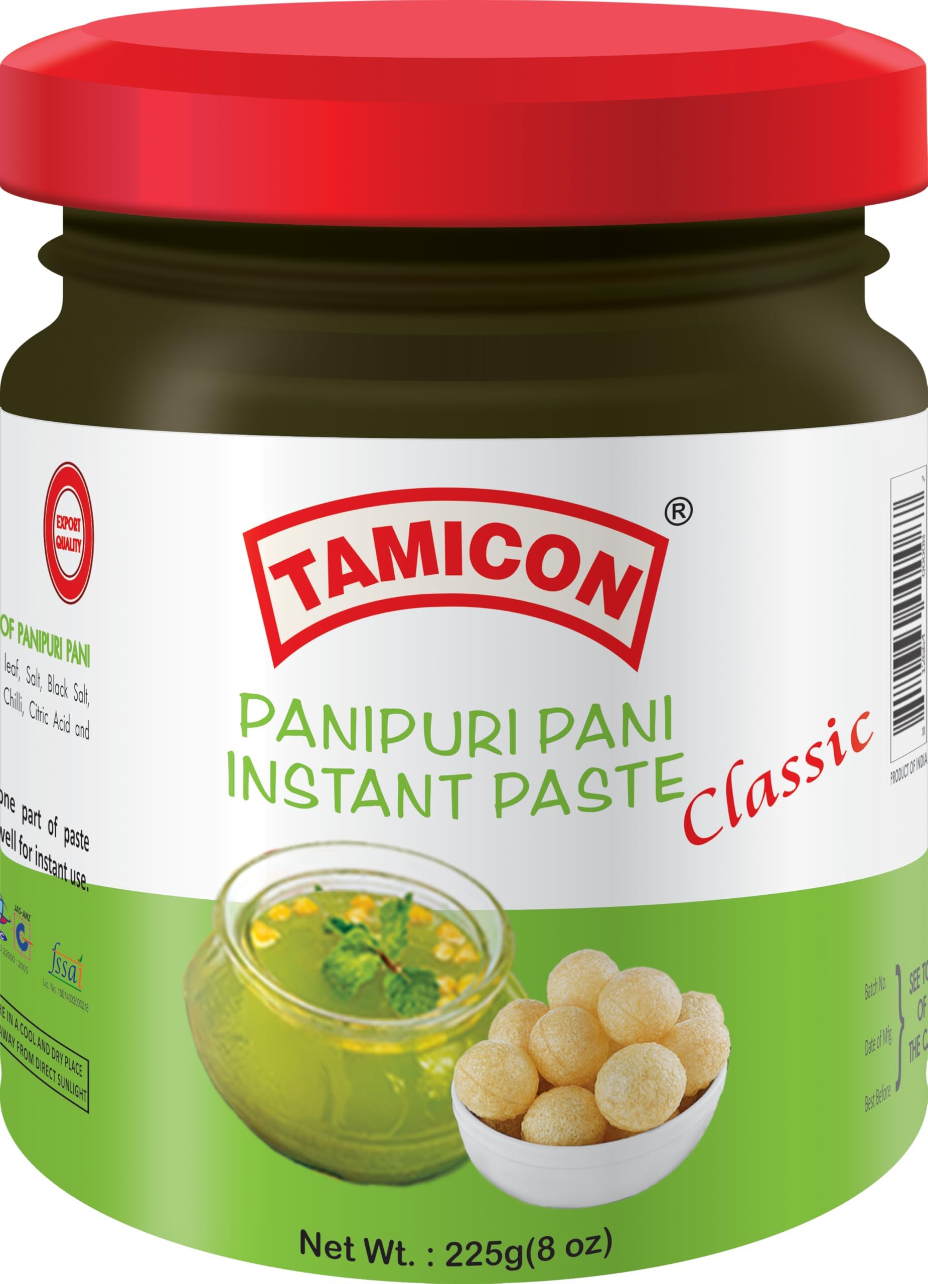 Tamicon Pani Puri Paste | Indian Authentic Street Food | Spicy Masala Paste to Mix in Water | Mouth Watering Paste for Family Gatherings | 7.94 Oz/225gm