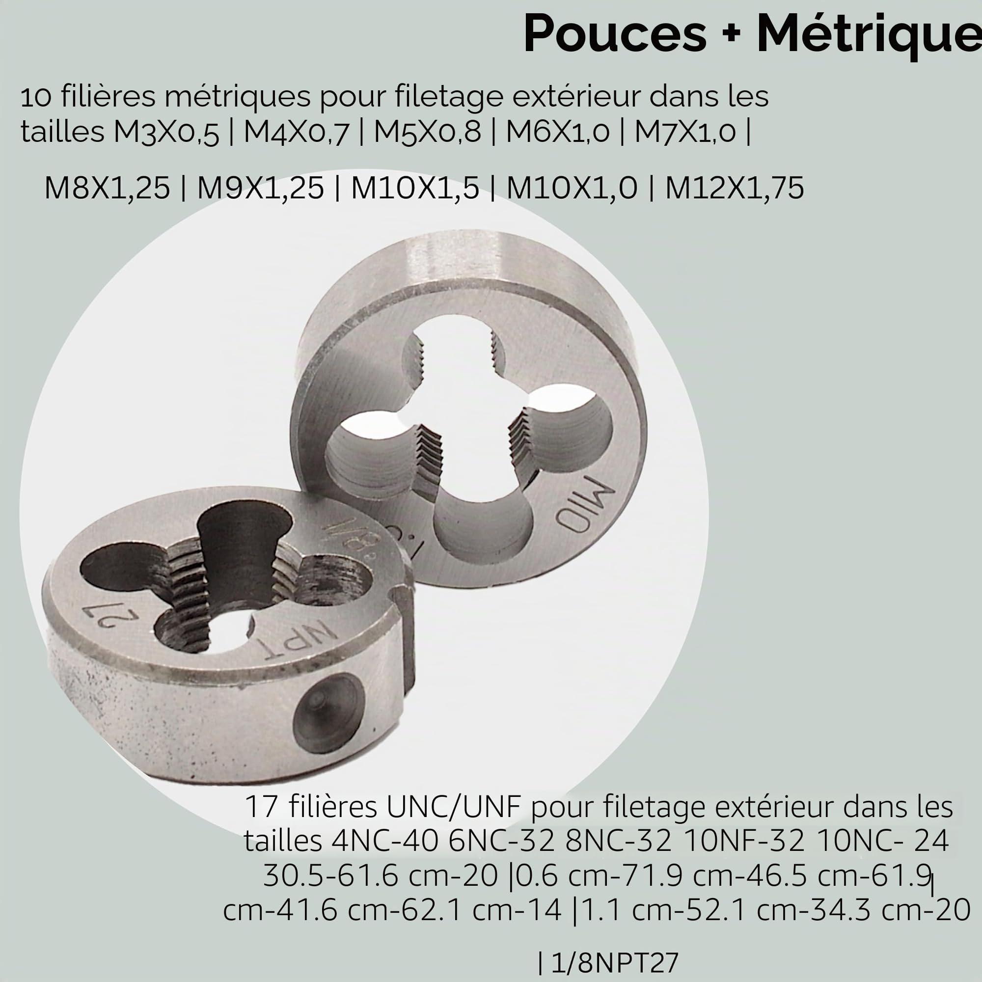 Kit de tarauds | 60 pièces | Métrique | Pouces | Kit complet | Filetage grossier UNC | Filetage fin UNF | Jeu de tarauds 60 pièces | Jeu de tarauds | Tarauds