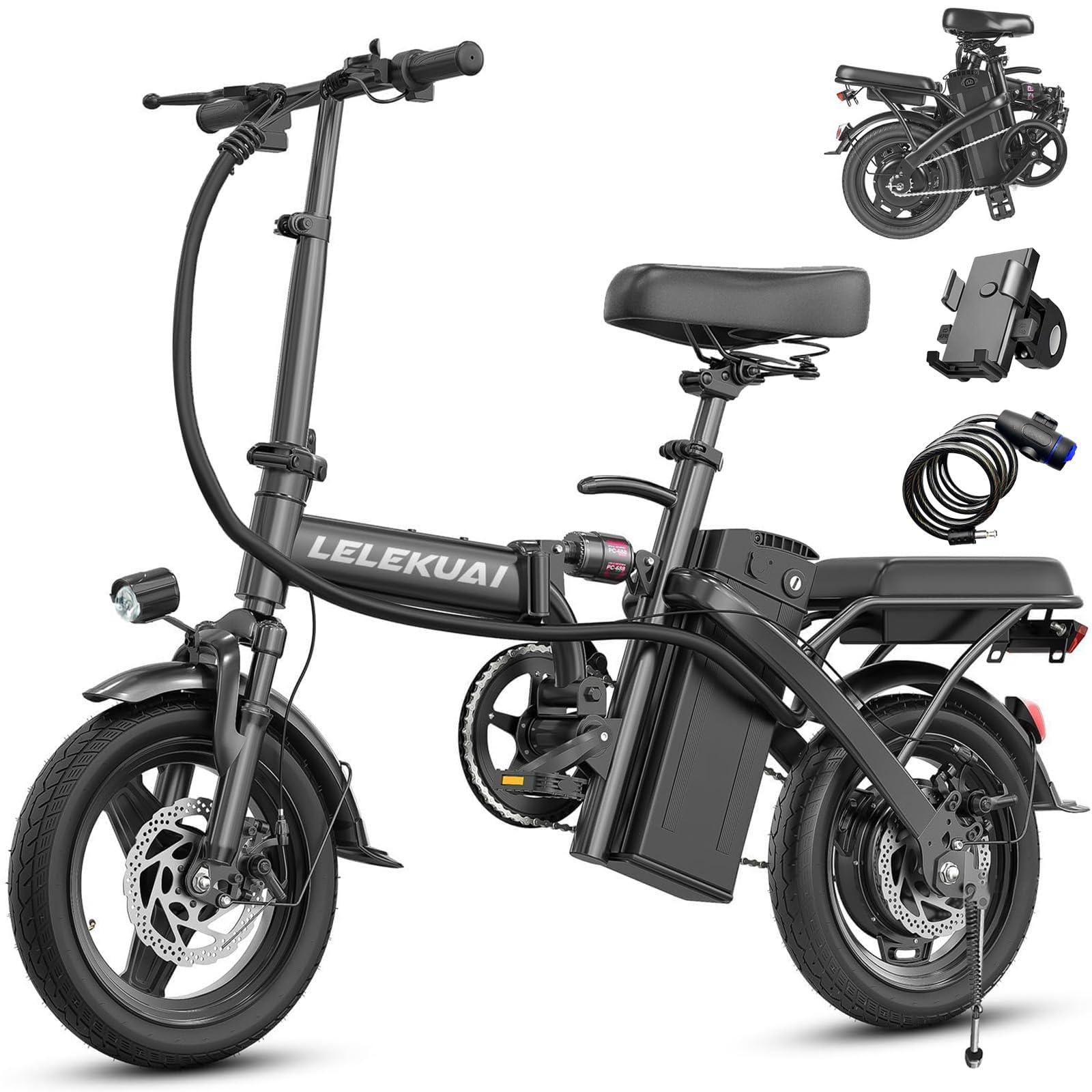 Electric Bike for Adults and Teens, Folding Ebike,Commuter City Foldable E Bike with 560W Motor and 48V 10Ah Battery, 18.6MPH Speed Pedals Assist, Dual Disc Brakes,14" Compact Electric Bicycle