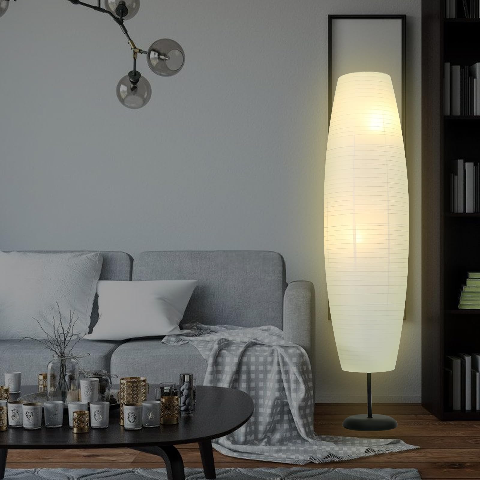 Lámpara de pie de papel de 110 cm, pantalla de lámpara: estilo nórdico, cubierta de luz, pantalla de papel, reemplazo de pantalla, pantalla de pie, repuesto para sala de estar, dormitorio