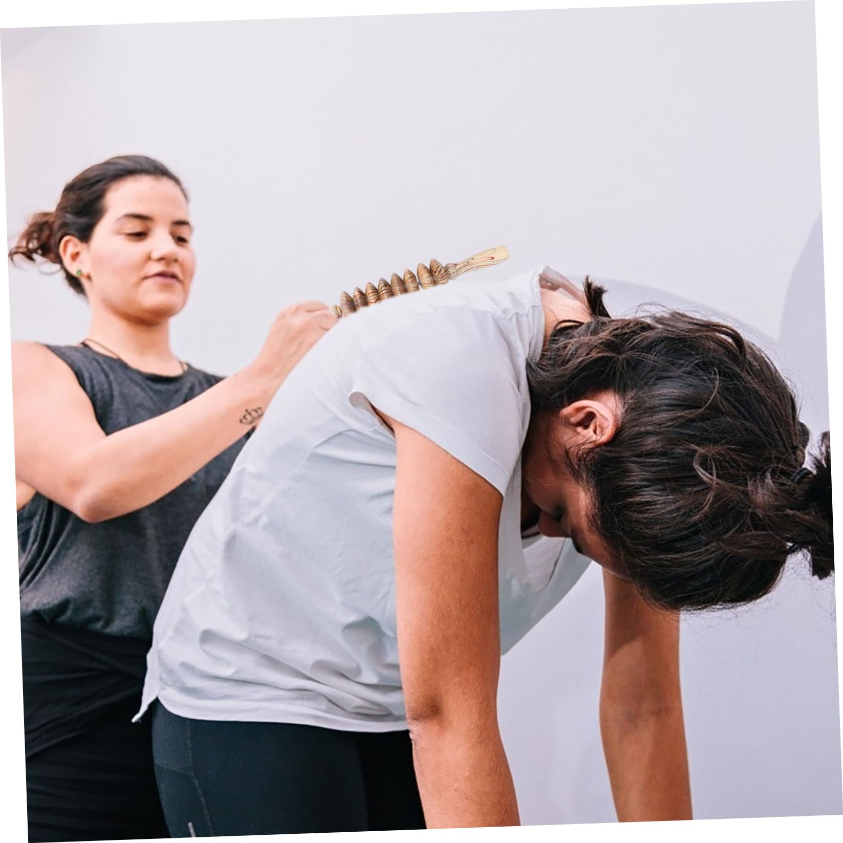 Manueller Massagestab mit 2 Stück Holz, Roller für Taille und Nacken | Regenerationswerkzeug für Senioren und Fitness, Multifunktionale Muskelrolle mit Rollstab Design