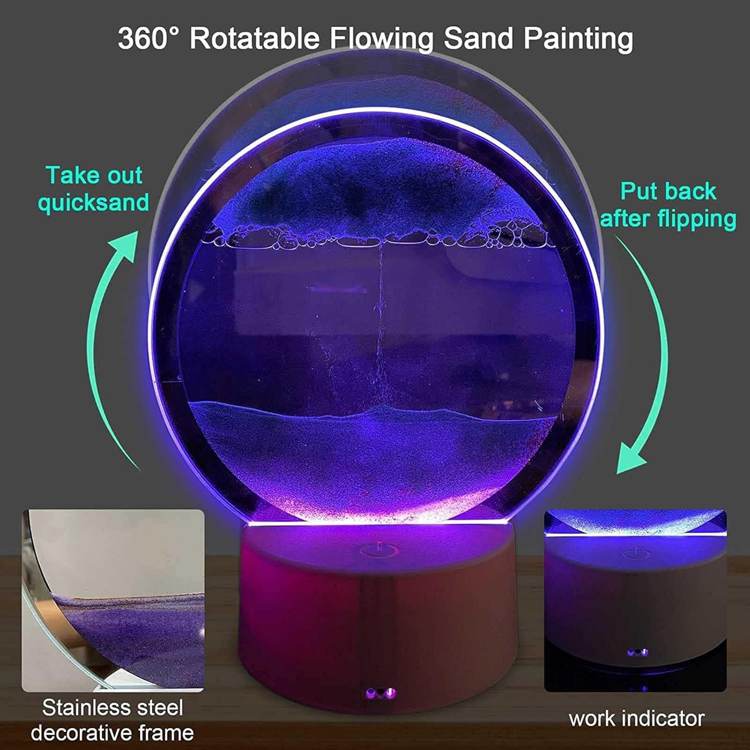 Chandeliers Modern Ceiling Light 3D Moving Sand Art Picture, Sand Art Liquid Motion Decor Lamp, Motion Display Flowing Sand Frame with LED Light, Sand Art Toys for Adults Kids