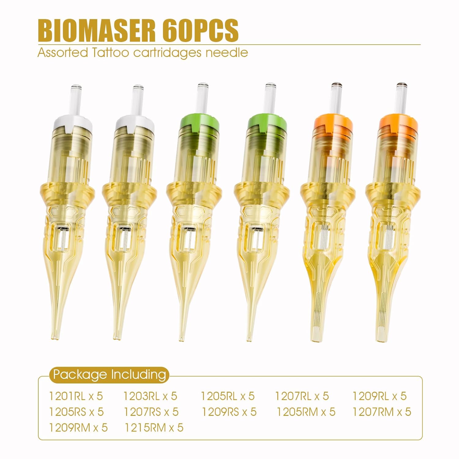 Tattoo Cartridge Needles-60pcs Assorted Tattoo Needle Cartridge for tattooing #12 Round Liner Shader Magnum 1RL 3RL 5RL 7RL 9RL 5RS 7RS 9RS 5RM 7RM 9RM 15RM Tattoo Cartridges for Tattoo Gun Machine