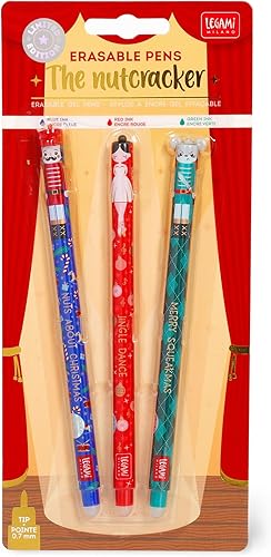 Legami Set of 3 Erasable Gel Pens Christmas Edition Pens with Thermosensitive Erasable Ink Red Blue Green Christmas Pens Erase Without Damaging Paper - 7