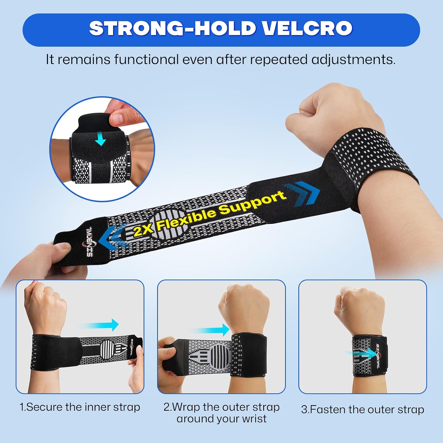 Wrist Brace, Elastic Snug Fit Compression Wrist Support Wrap (M) | For Pain Relief, Carpal Tunnel, Tendonitis, Arthritis, Weightlifting Fitness, Fits Left & Right Hands