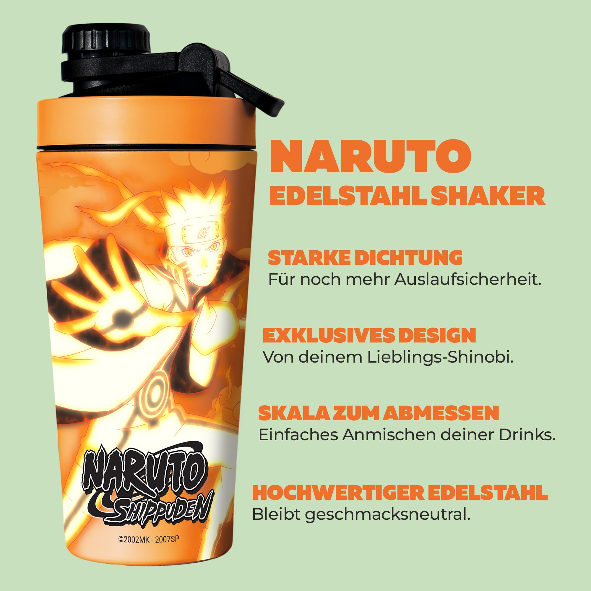Gamers Only x NARUTO Collector Bundle [MIT ENEGRY PULVER & VITAMIN DRINK ] - 40 Portionen | inkl. Edelstahlshaker | Erhöht die Konzentration & Reaktionen | 125 MG Koffein