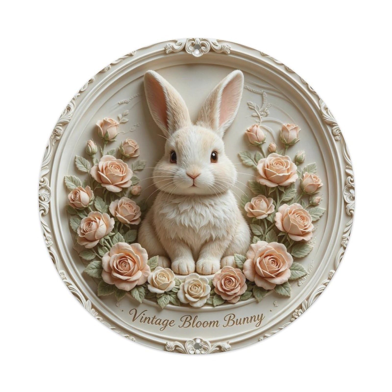 Vintage Bloom Bunny Metal Tin Sign Plaque