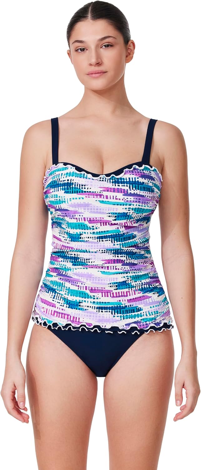 Profile by Gottex Tricolore Tankini Top - Built-in Underwire D-Cup Bra, Adjustable Straps, Bottom Sold Separately