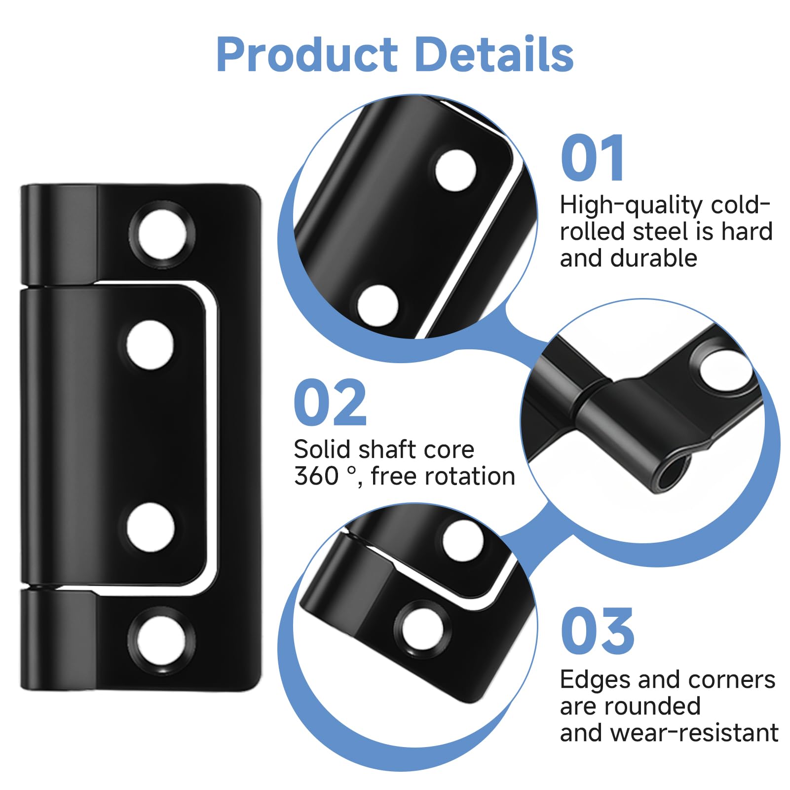 Door Hinges Black 10 Pcs - Image 3