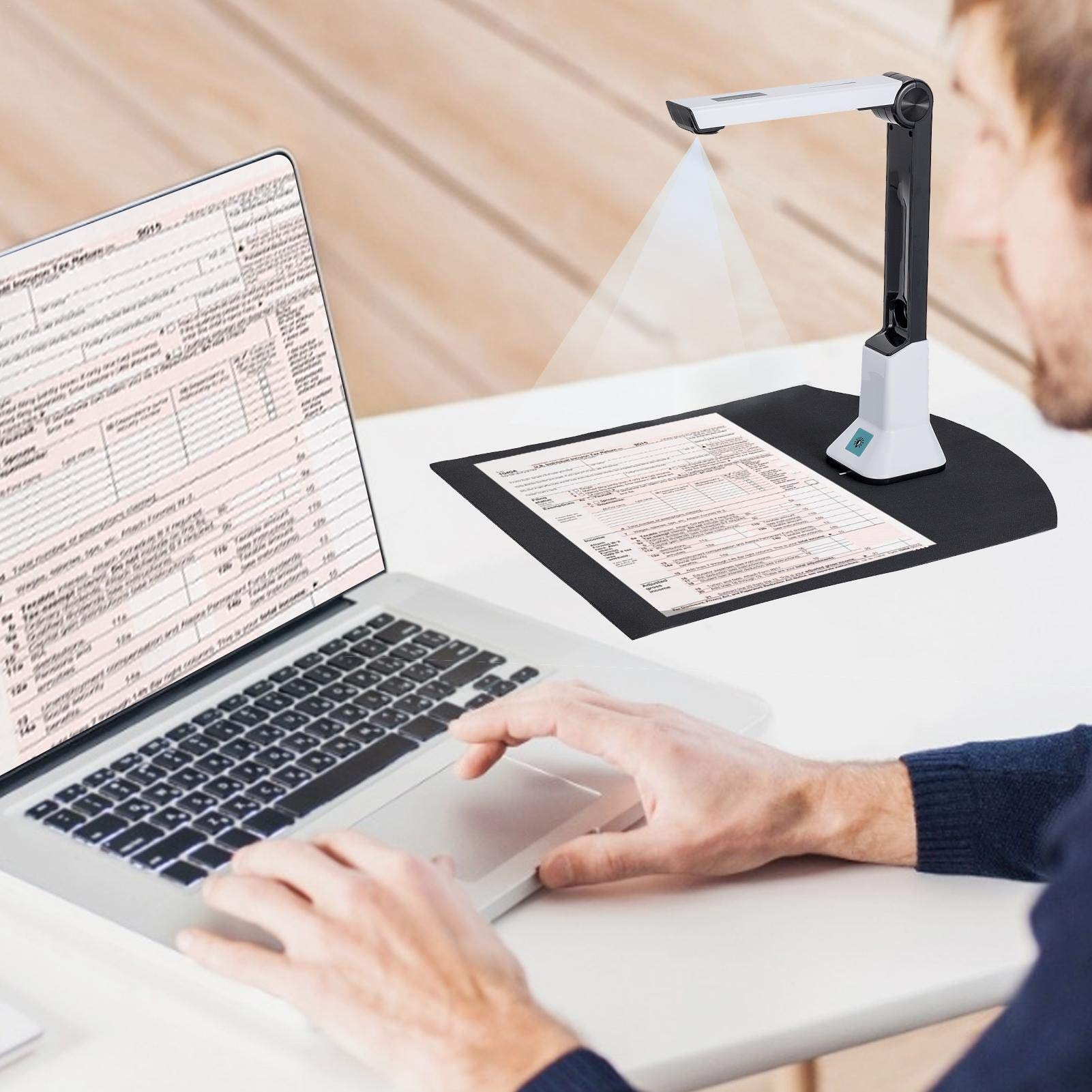 Scanner a libro e documenti Scanner rapido per insegnanti portatile, USB classe di ufficio con proiezione in reale, registrazione video versatilità formato A4