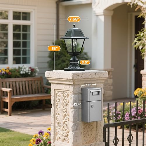 Miniatura 2 de LUTEC Luz solar LED, lámpara solar de aluminio fundido, luz de poste impermeable del atardecer al amanecer, 200 lúmenes, base de ajuste de 3