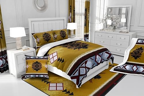 Miniatura 6 de Manfei Navajo - Juego de sábanas bajeras de tamaño individual, diseño étnico abstracto geométrico, 2 piezas para decoración de habitación de niños y