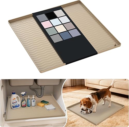 Miniatura 53 de URMONA Tapete de silicona impermeable para debajo del fregadero de 40 x 22 pulgadas, forro para estante de cocina y baño, protector de gabinete y