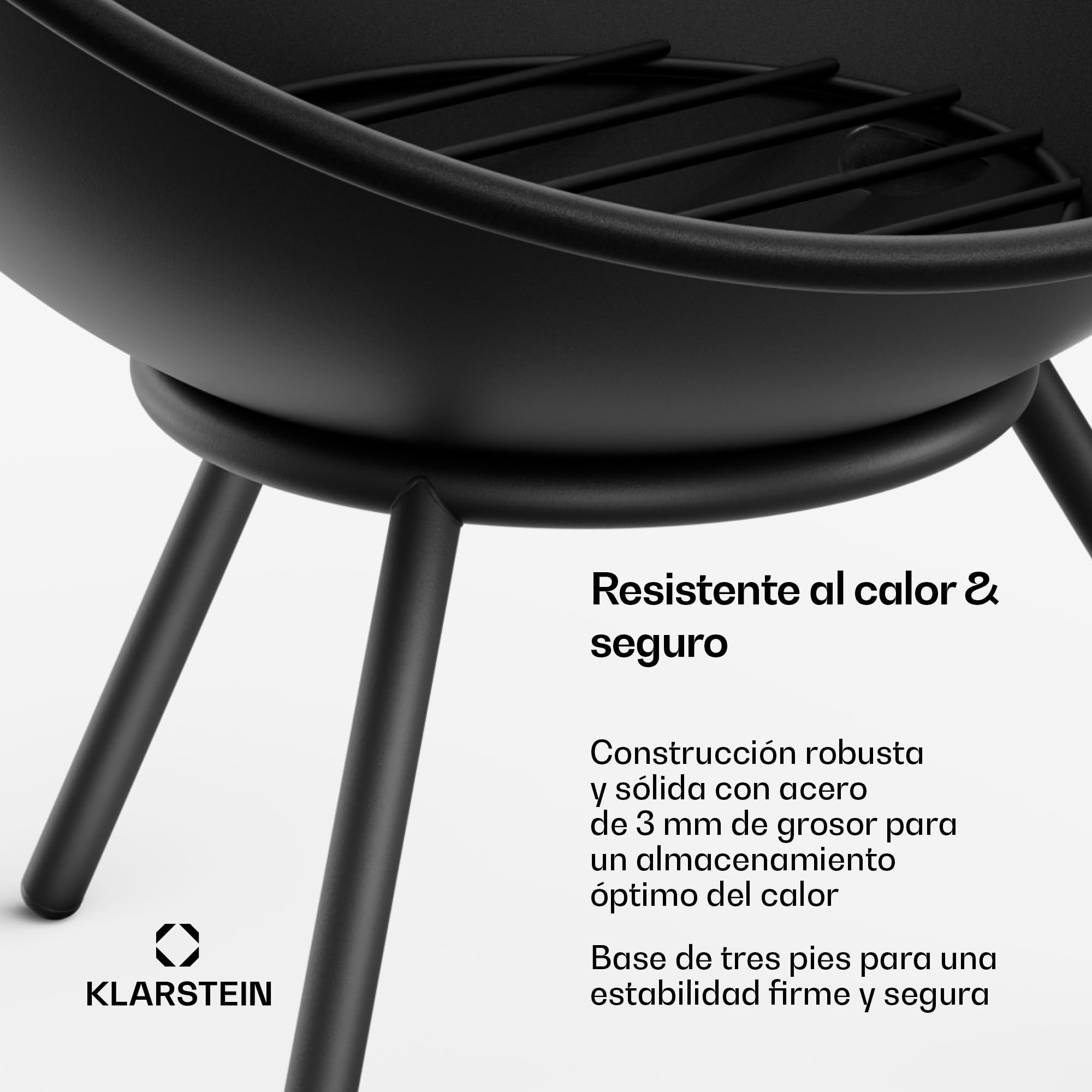 blumfeldt Fireball 43 cm Hoguera – Cubeta de fuego de acero con diseño 2 en 1 inclinable, acero de 3 mm de grosor, base estable, rejilla para cenizas, atizador y funda para la lluvia